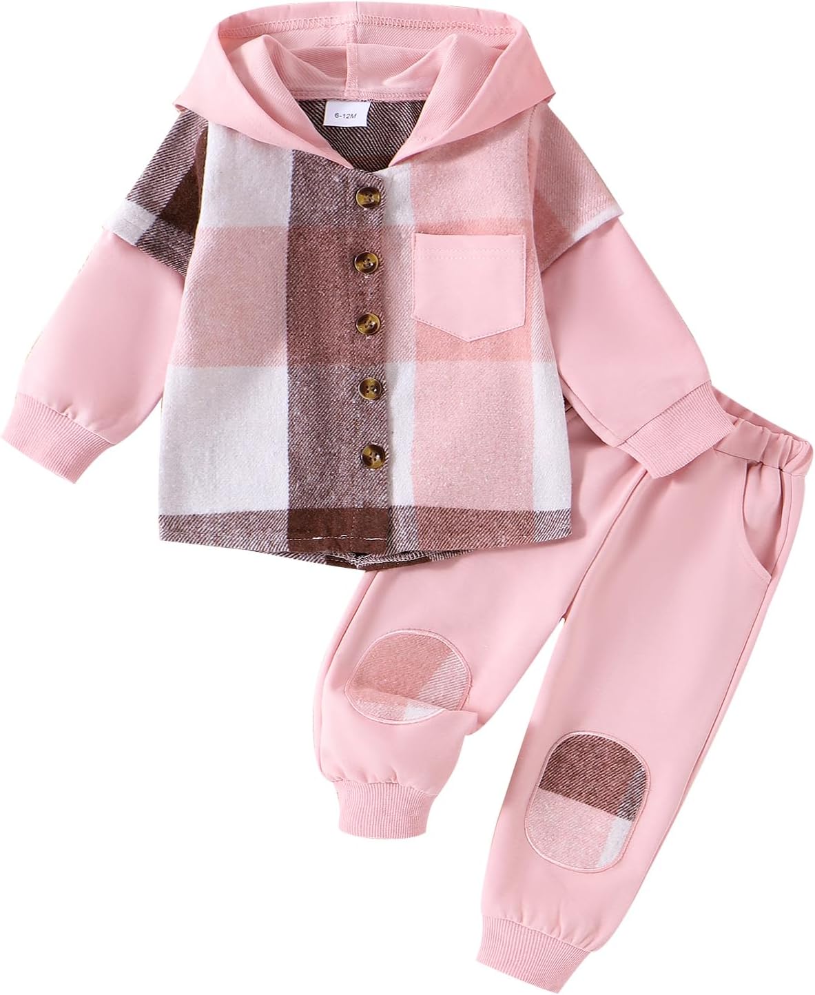 Baby Girls Fall Winter Outfits Hoodies Button-up Sweatshirts Coats Pants Jogger Trousers Set Toddler Infant Contrast Color Clothes