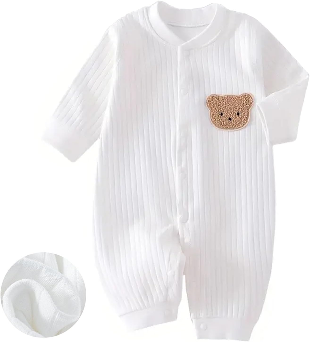 Baby Grow Onesies, 100% Cotton Soft Newborn Boy Girl Baby Bodysuit Clothes Cute Bear Infant Outfit, Breathable Unisex Long Sleeve Babygrow Outfit Newborn Onesies for Boys and Girls