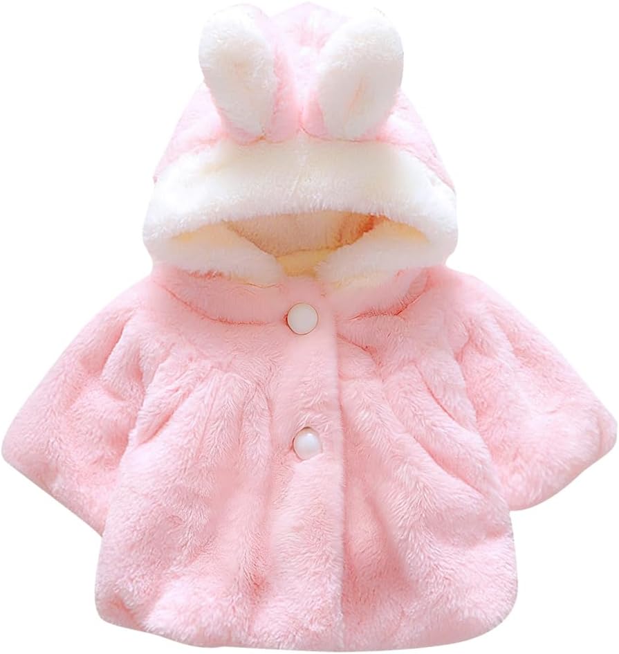 CHIC-CHIC Newborn Infant Baby Girl Faux Fur Warm Winter Hooded Cape Cloak Hoodie Coat