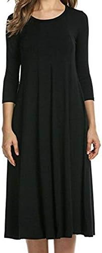 COLOP Womens Ladies Plain Jersey Swing Dress Casual Long Sleeve Midi Dress Skater UK Size