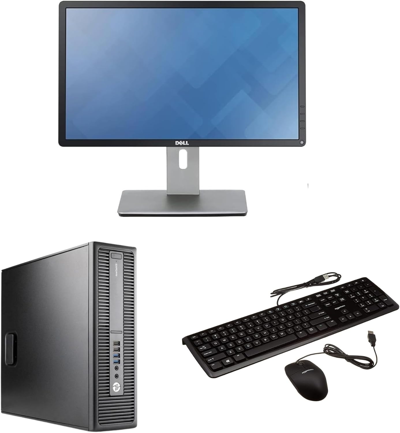 COMPUCLEAR Complete Setup 22″ Monitor Set up with EliteDesk 800 SFF Desktop PC, Intel Core i3, 8GB RAM, 256GB SSD, Wi-Fi, Windows 11, Keyboard & Mouse (Renewed)