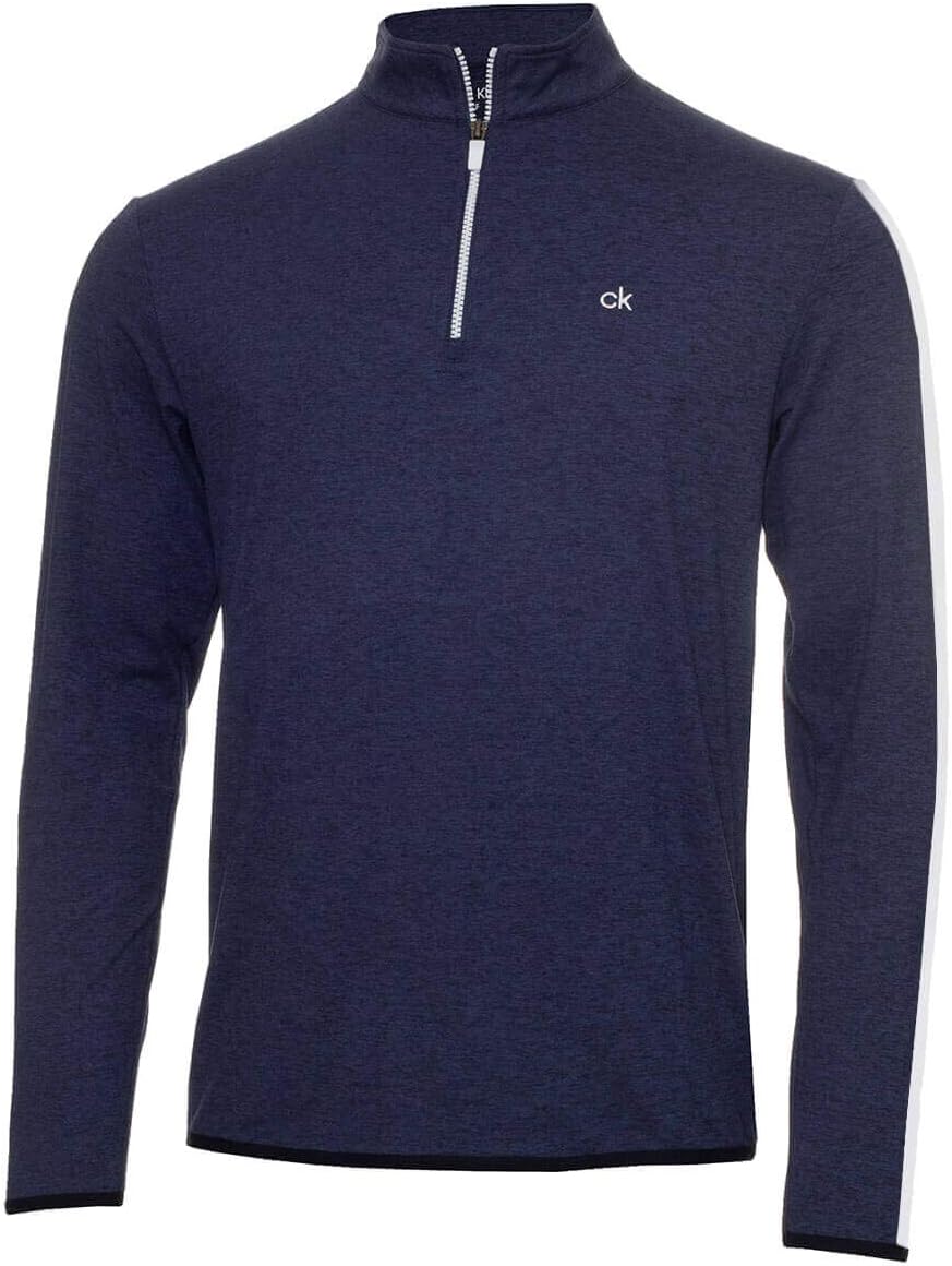Calvin Klein Mens 2025 Striped Sleeves Newport 1/4 Zip Sweater