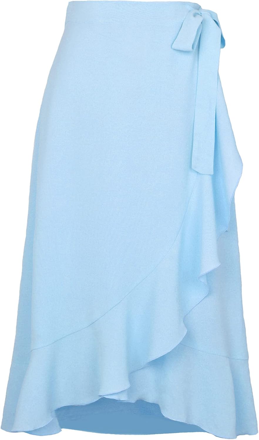 Daysskk Wrap Skirts for Women Asymmetrical Ruffle Summer Boho Skirt Midi Length