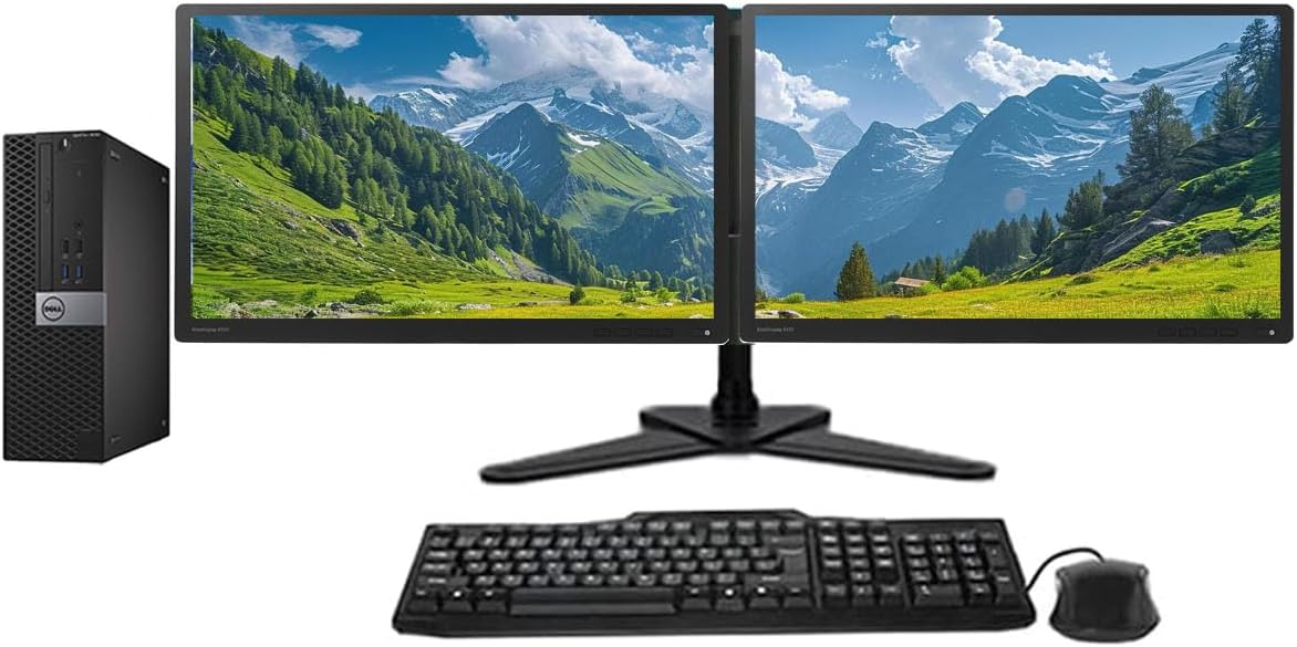 Dell Dual Monitor Trading Setup Optiplex SFF PC – Intel Core i7 6th Gen, Windows 11 Pro With 2 x 23 HD 1080p Monitors, 300Mbps TP-LINK wireless Wifi Card, (Renewed) (16GB DDR3 RAM – 512GB SSD)
