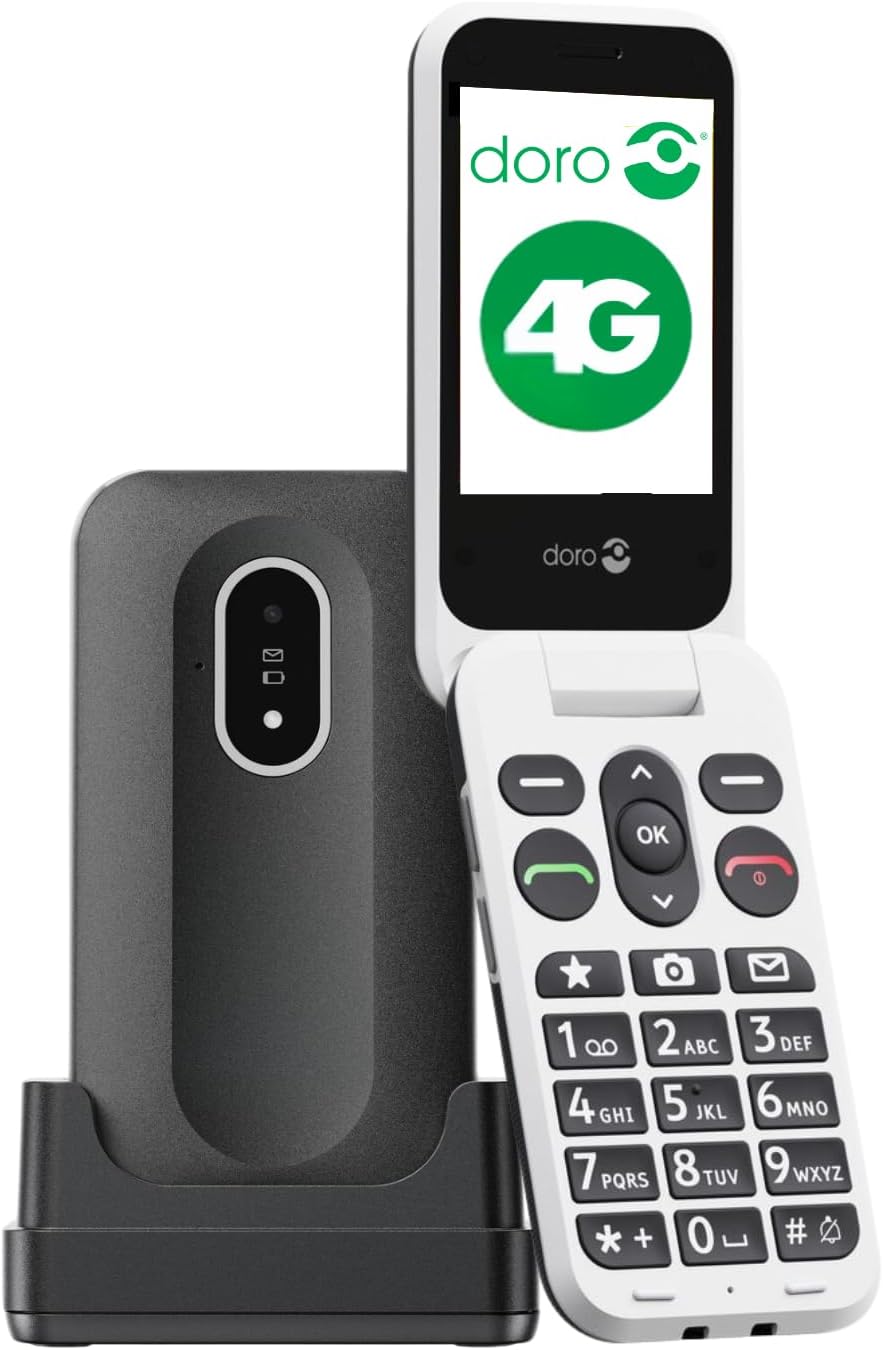 Doro Leva L20 Unlocked Mobile Phone for Seniors – Large Display – Powerful HD Sound – Camera – Assistance Button with GPS Location – Basic Phone Without Internet (Black)