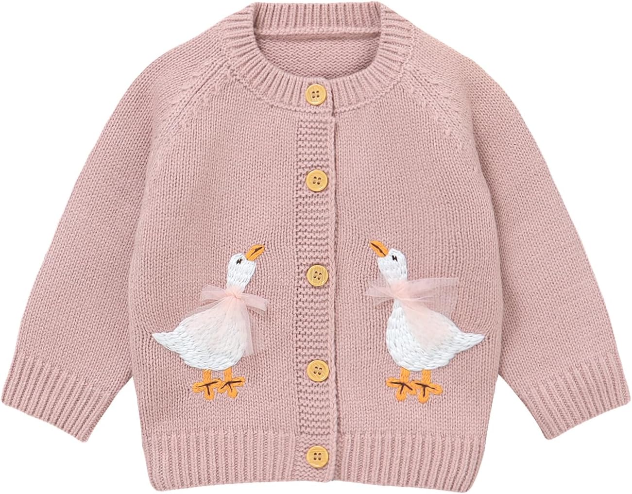 DovFanny Baby Toddler Girl Boy Cardigan Warm Sweater Knitted Long Sleeve Jumpers Cozy Coats Clothes with Cute Goose