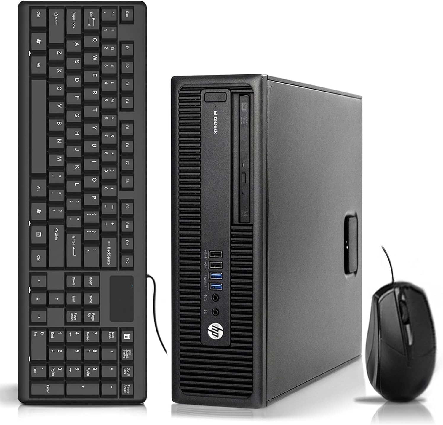 HP EliteDesk 800 G2 SFF Desktop PC, Intel Core i3-6100, 8GB RAM, 256GB SSD, US Keyboard, WiFi, Bluetooth, Windows 11 Pro (Renewed)