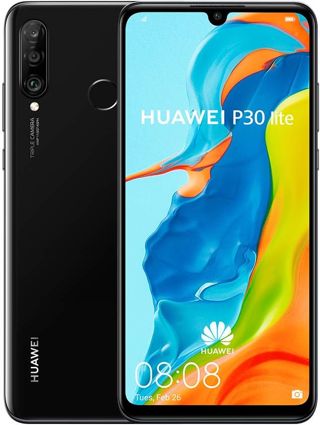 HUAWEI P30 Lite 128 GB 6.15 inch FHD Dewdrop Display Smartphone with MP AI Ultra-wide Triple Camera, 4GB RAM, Android 9.0 Sim-Free Mobile Phone, Single SIM, UK Version, Black