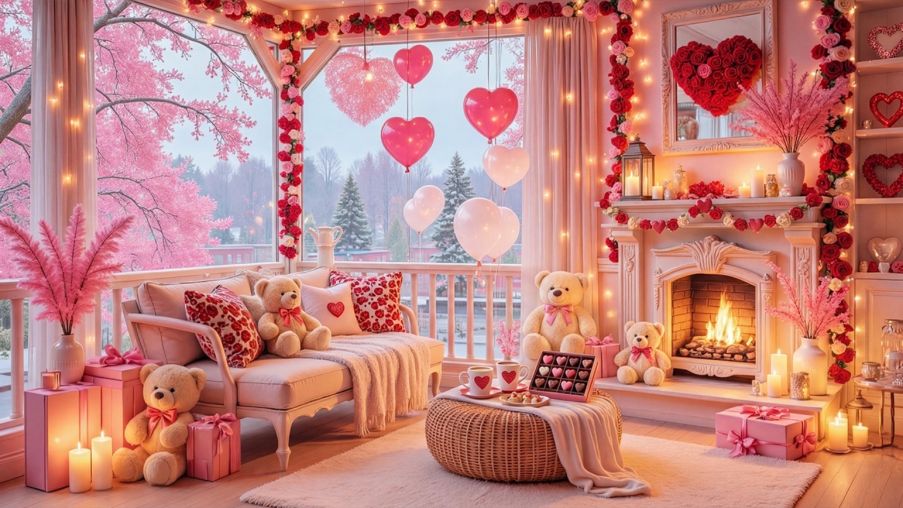 Happy Valentine’s Day 💝 Cozy Valentine’s Ambience with Cozy Fireplace & Soft Piano Music