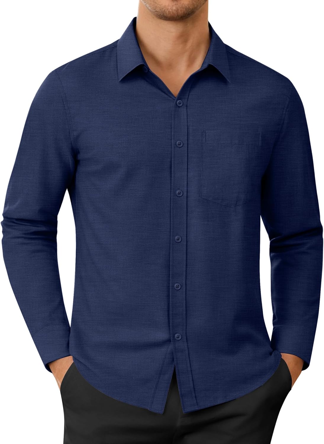 J.VER Oxford Shirts for Men Fashion Long Sleeve Non Iron Regular Fit Smart Casual Dress Shirt with Pocket