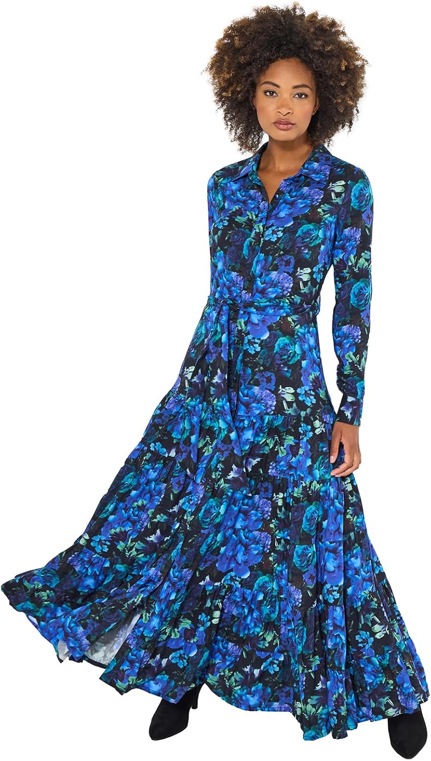 Joe Browns Women’s Blue Print Floral Maxi Shirt Dress Dress