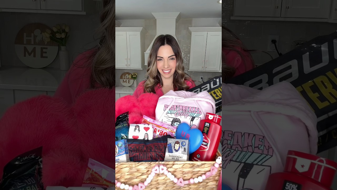 MAKING A VALENTINE’S DAY BASKET FOR MY SON 🩵 YOU HAVE TO WAIT TO SEE THE LAST ITEM! 🤣