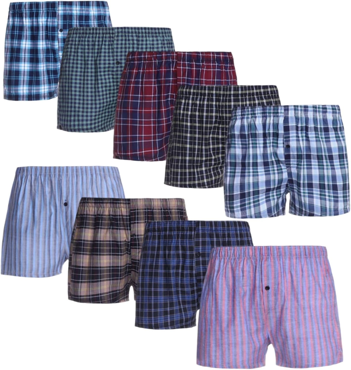 Men’s Boxer Shorts Underwear Classic Loose Fit Cotton Woven Checks Boxers for Men Underpants Briefs Multipack Boxer Shorts Assorted Colors S-5XL