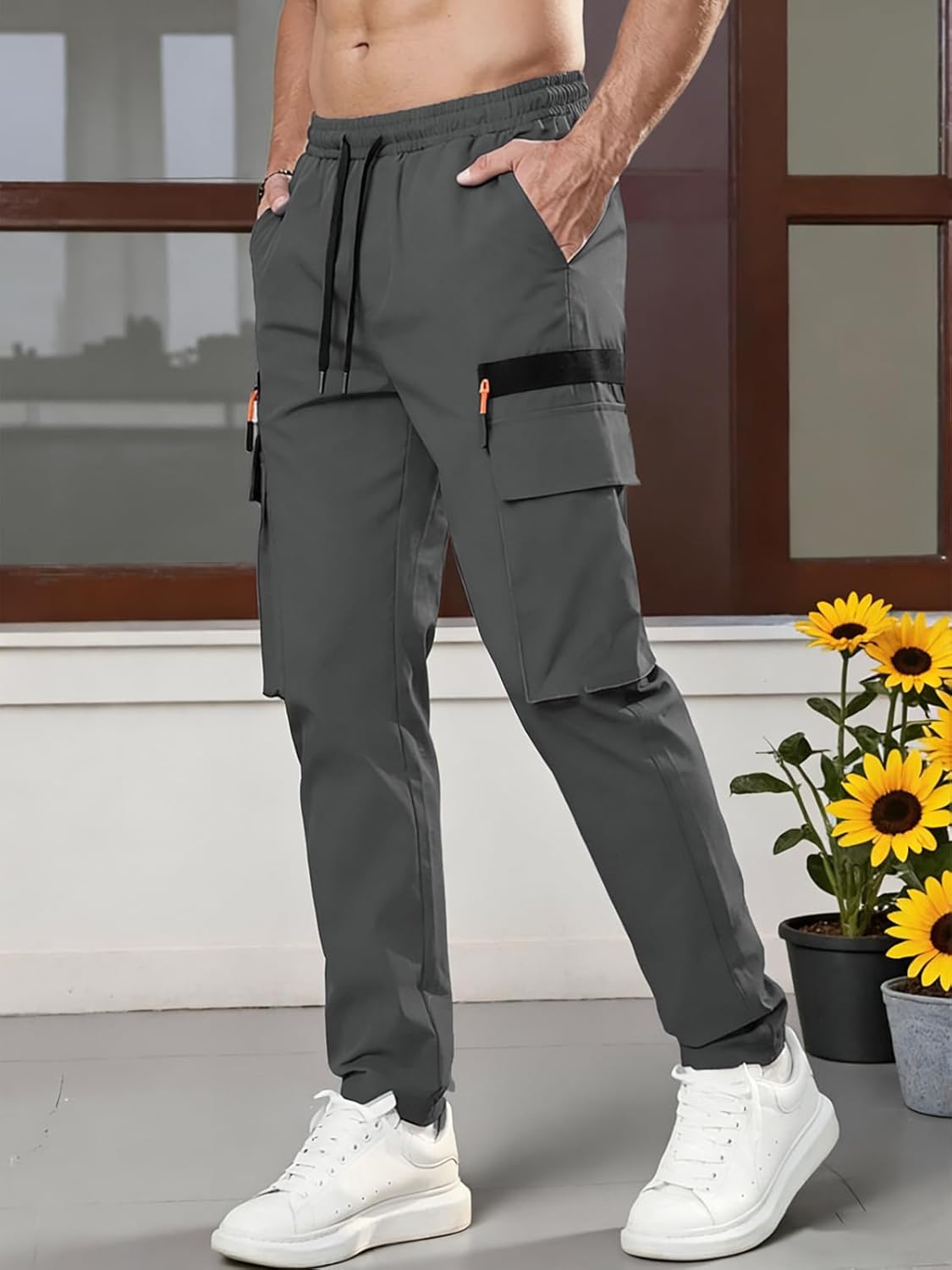 Men’s Cargo Pants Straight Leg Hiking Outdoor Workout with Pocket