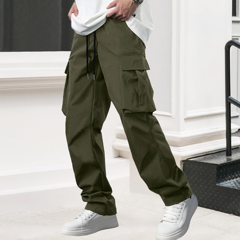 Men’s Stretch Cargo Joggers – Drawstring Waist with Multiple Pockets, Casual Comfort