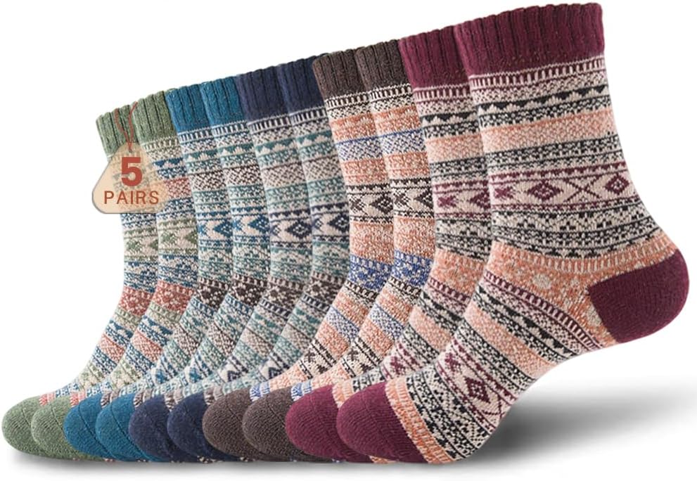 Men’s Winter Socks Crew Cabin Warm Thick Knit Cozy Soft Casual Vintage Winter Wool Cotton Athletic Casual Gifts Man Sock