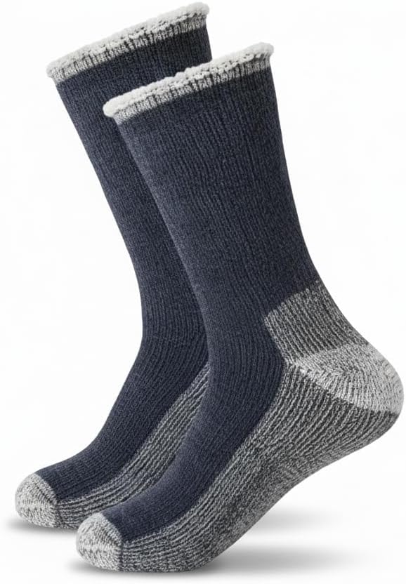 Merino Wool Hiking Socks Thermal Warm Crew Winter Boot Sock for Men & Women, Thick Outdoor Trekking Wool Socks, 1 Pair