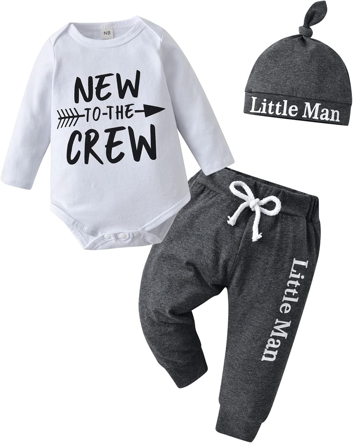 Newborn Baby Boy Clothes Infant Long Sleeve Romper + Hat +Pants 3pcs Outfits Sets