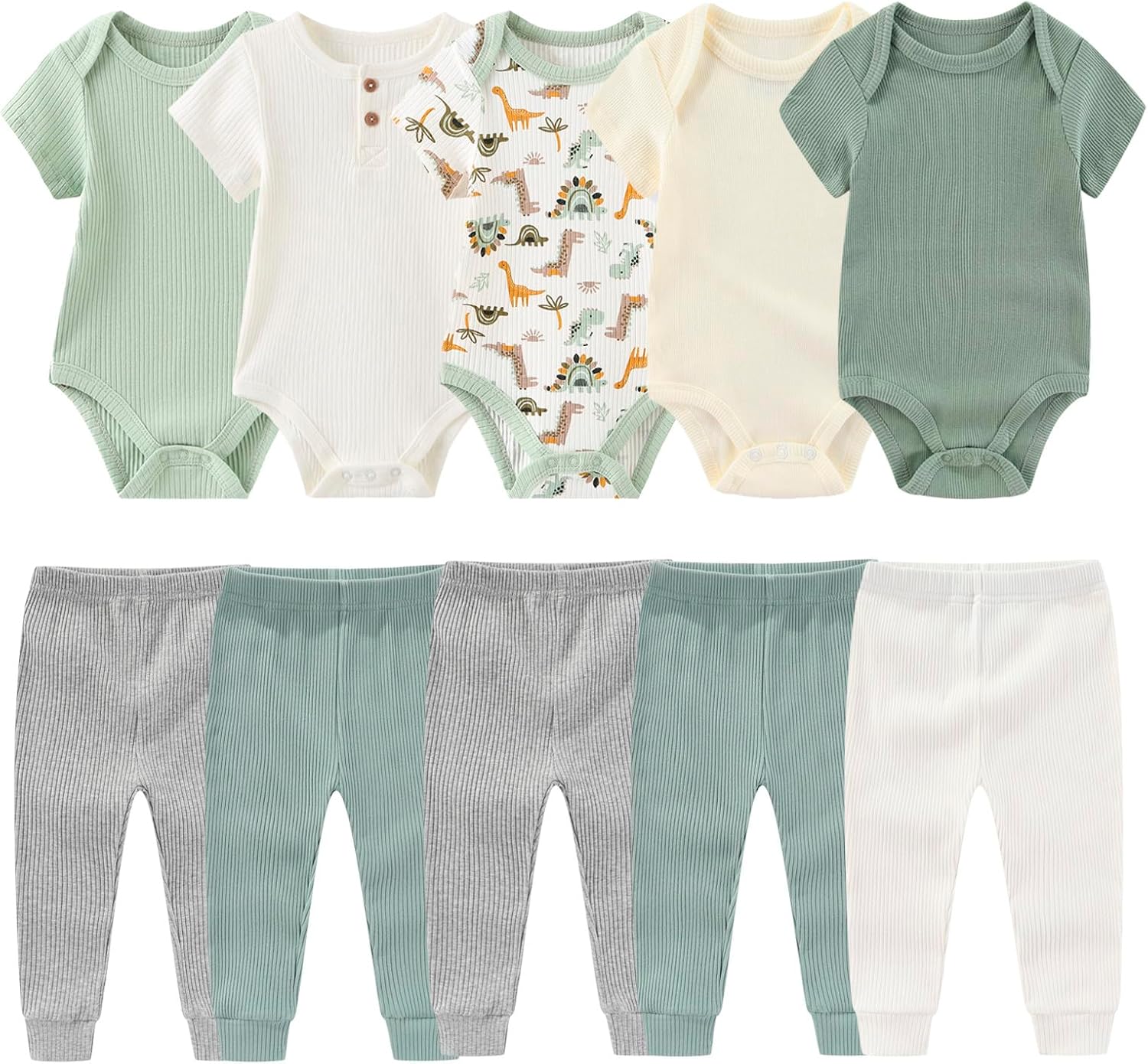 Newborn Baby Boy Girl Bodysuit Cotton Short Sleeve Bodysuit Infant Clothing Pant Set 10 Pack