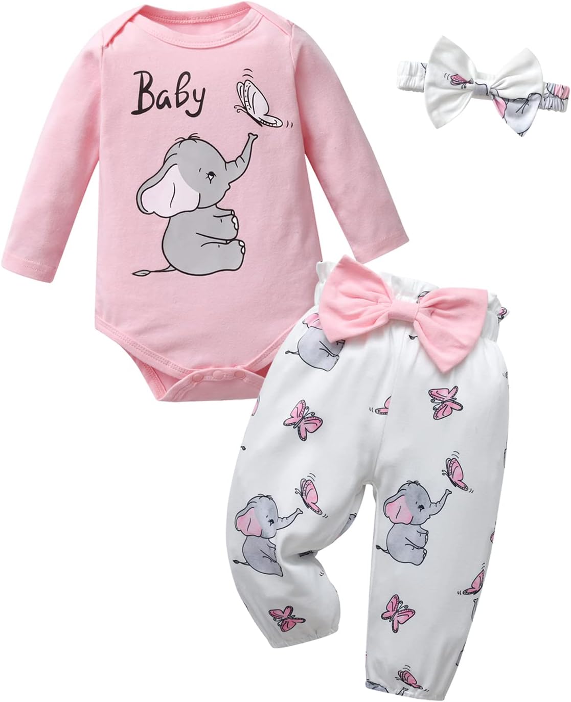 Newborn Baby Girl Clothes Infant Long Sleeve Letter Print Ruffle Romper + Pants Outfits Set