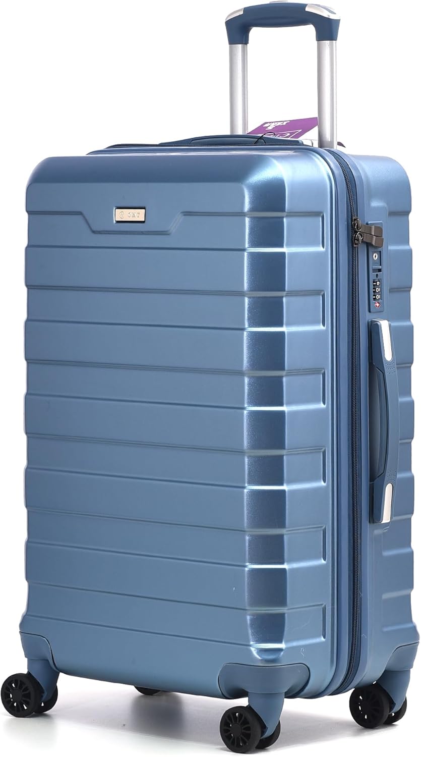 RMW Suitcase Large Medium Cabin Size | Hard Shell | Lightweight | 4 Dual Spinner Wheels | Trolley Luggage Suitcase | Hold Check in Luggage | TSA Combination Lock (Ice Blue, Medium 24″)