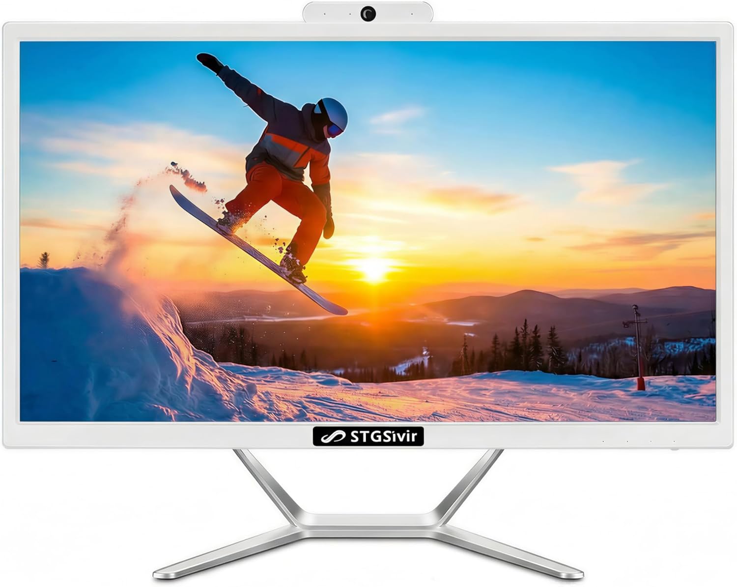 STGsivir All-in-one PC Desktop Computer, 24″ FHD Display, Core i7 up to 4.0GHz, 16GB RAM, 512GB SSD, WiFi, Bluetooth 5.0, Windows11 Pro, White, for Office & Entertainment