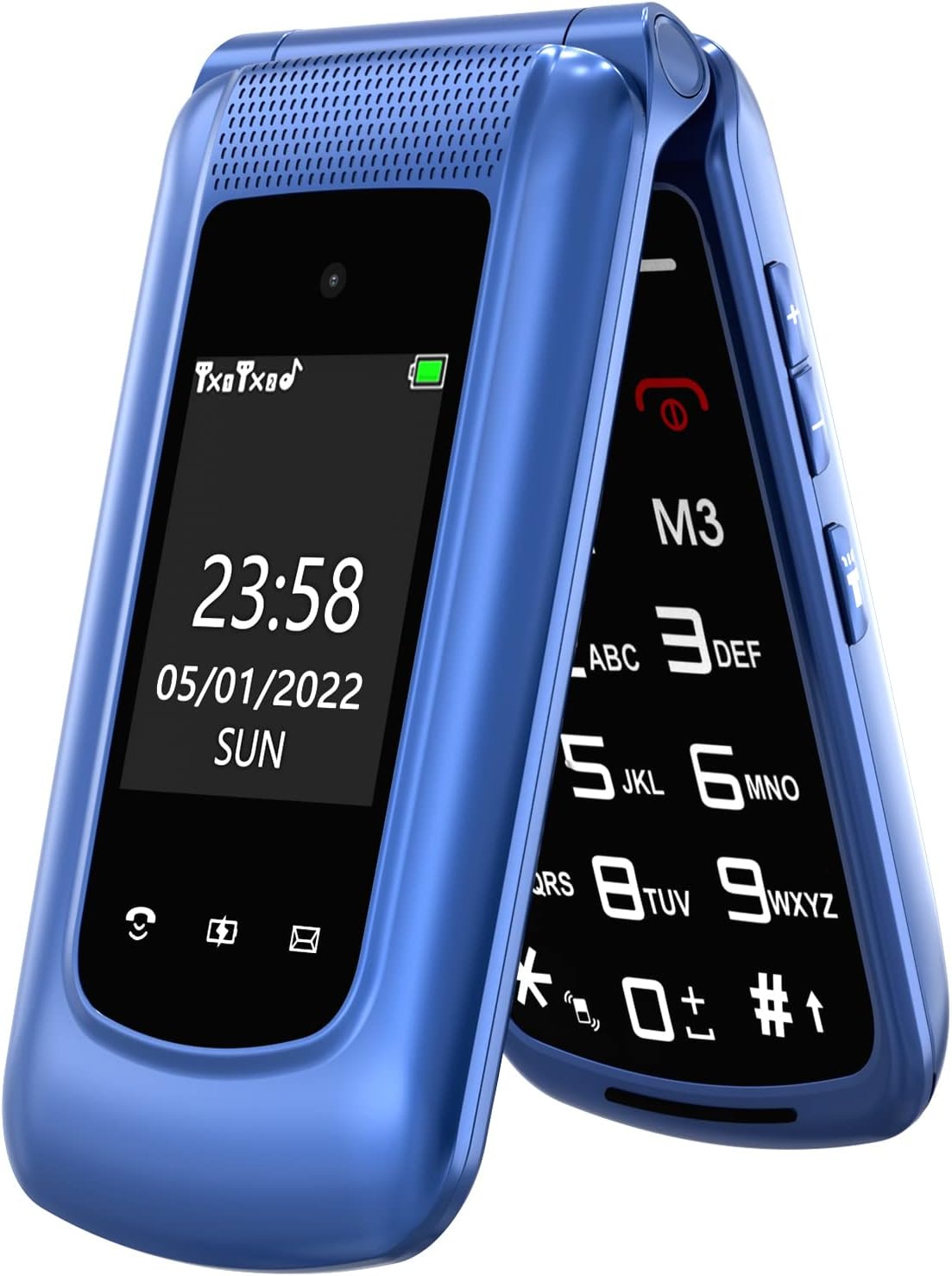 Senior Mobile Phone Simple for Elderly, Basic Cell Phone with Large Buttons, Flip Phone, Unlocked Senior Mobile Phone with 2.4″ Color Display | SOS Button | FM Radio | Torch |1000mAh Battery (Blue)