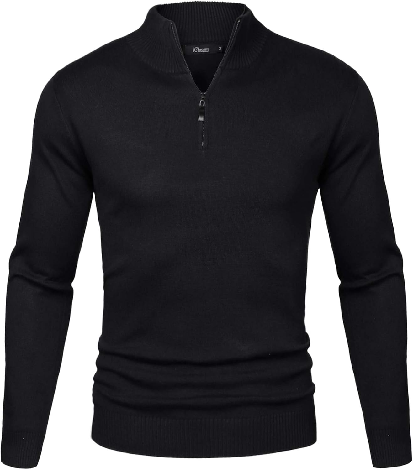 Sykooria Men’s Long Sleeve Stand Up Collar 1/4 Zip Cotton Jumpers Casual Knitted Pullovers Sweater Top