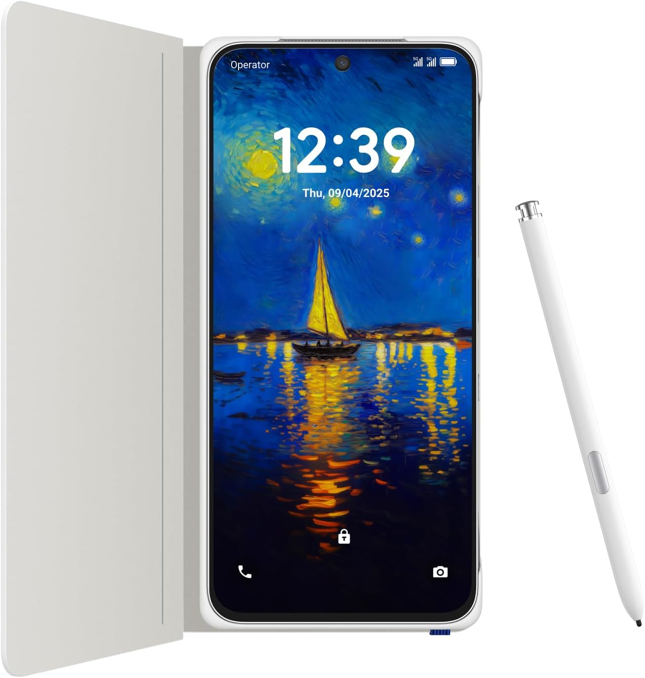 TCL NXTPAPER 60 Ultra 5G Android Smartphone,7.2″ FHD+,12GB RAM+512GB ROM,Eye Care Phone,Lunar White,with Flip Cover and Stylus