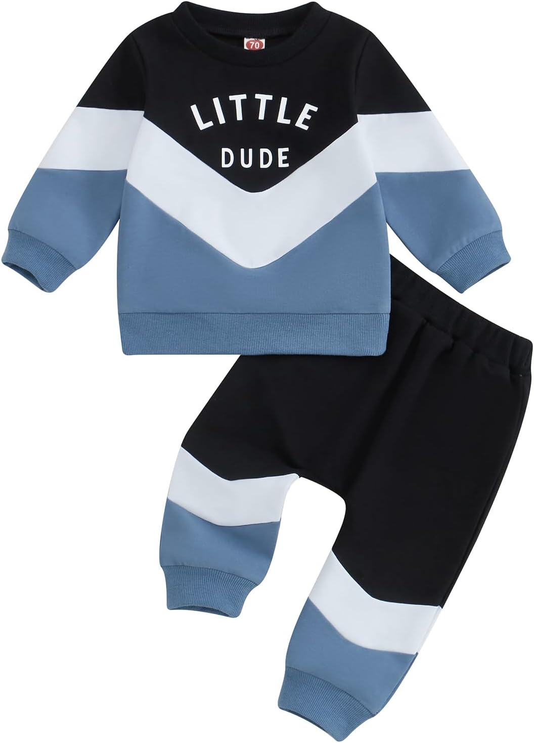 Toddler Baby Boy 2Pcs Tracksuit Fall Winter Outfit Contrast Color Letters Print Sweatshirt Jumper Tops Elastic Waist Sweatpants Set