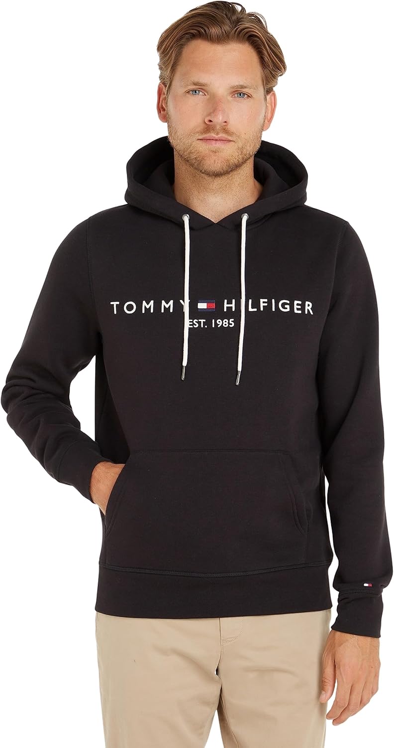 Tommy Hilfiger Men’s Logo Hoodie with Kangaroo Pocket
