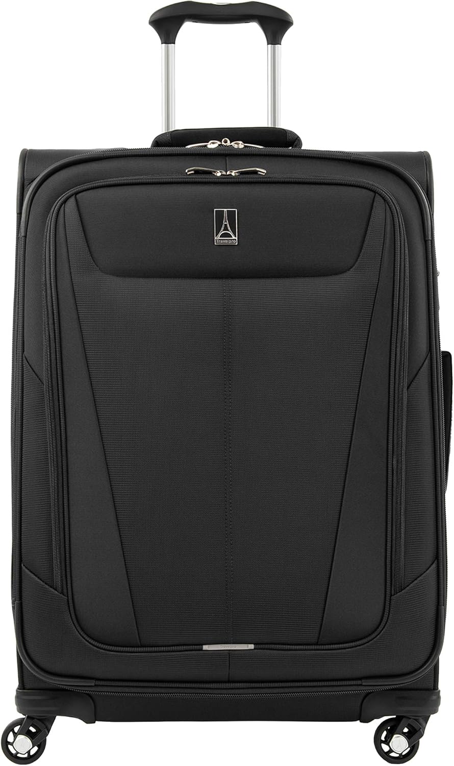 Travelpro Maxlite 5 Softside Spinner Suitcase 4 Wheels Expandable, Ultra-Lightweight and Durable, Travel Luggage 5 Years Warranty (Check-in M (27″ – 91L), Black)