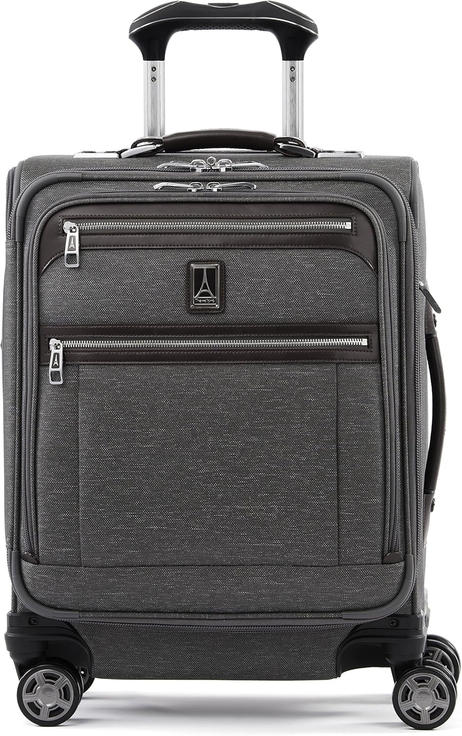 Travelpro Platinum Elite Softside Expandable Carry-On Luggage, 8 Wheel Spinner Suitcase, USB Port, Men and Women, International, Vintage Grey, Carry-On 48 CM