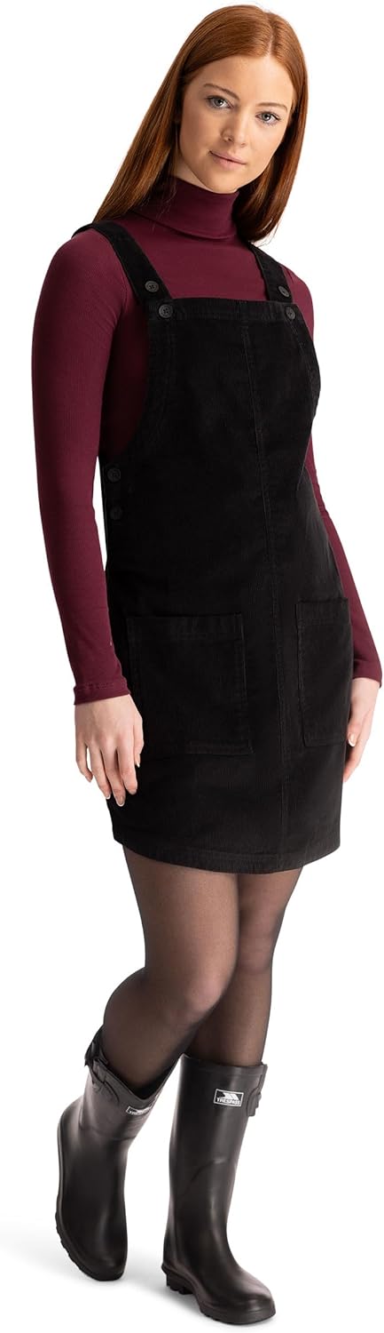 Trespass Women’s Pinafore Dress Twirl – Button Fastening Straps, Button Fastened Sides, 2 Front Patch Pockets, Woven, 100% Cotton