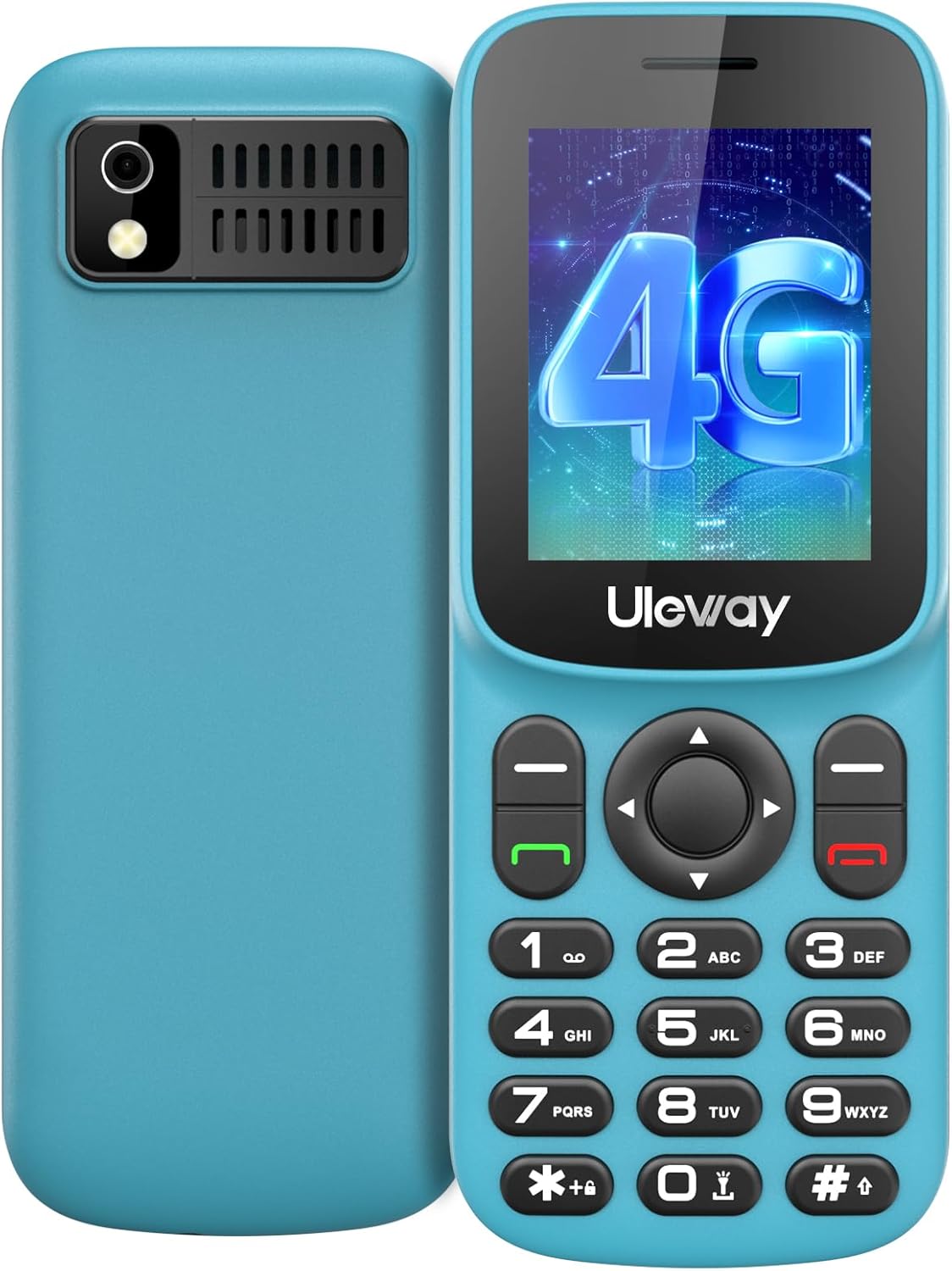 USHINING 4G Mobile Phone SIM Free with Dual Nano SIM Slot, 1.8″ LCD Screen, Bluetooth, 1000 mAh Battery, FM Radio, Basic Mobile Phone with Torch, Pay As You Go Mobile (Green)