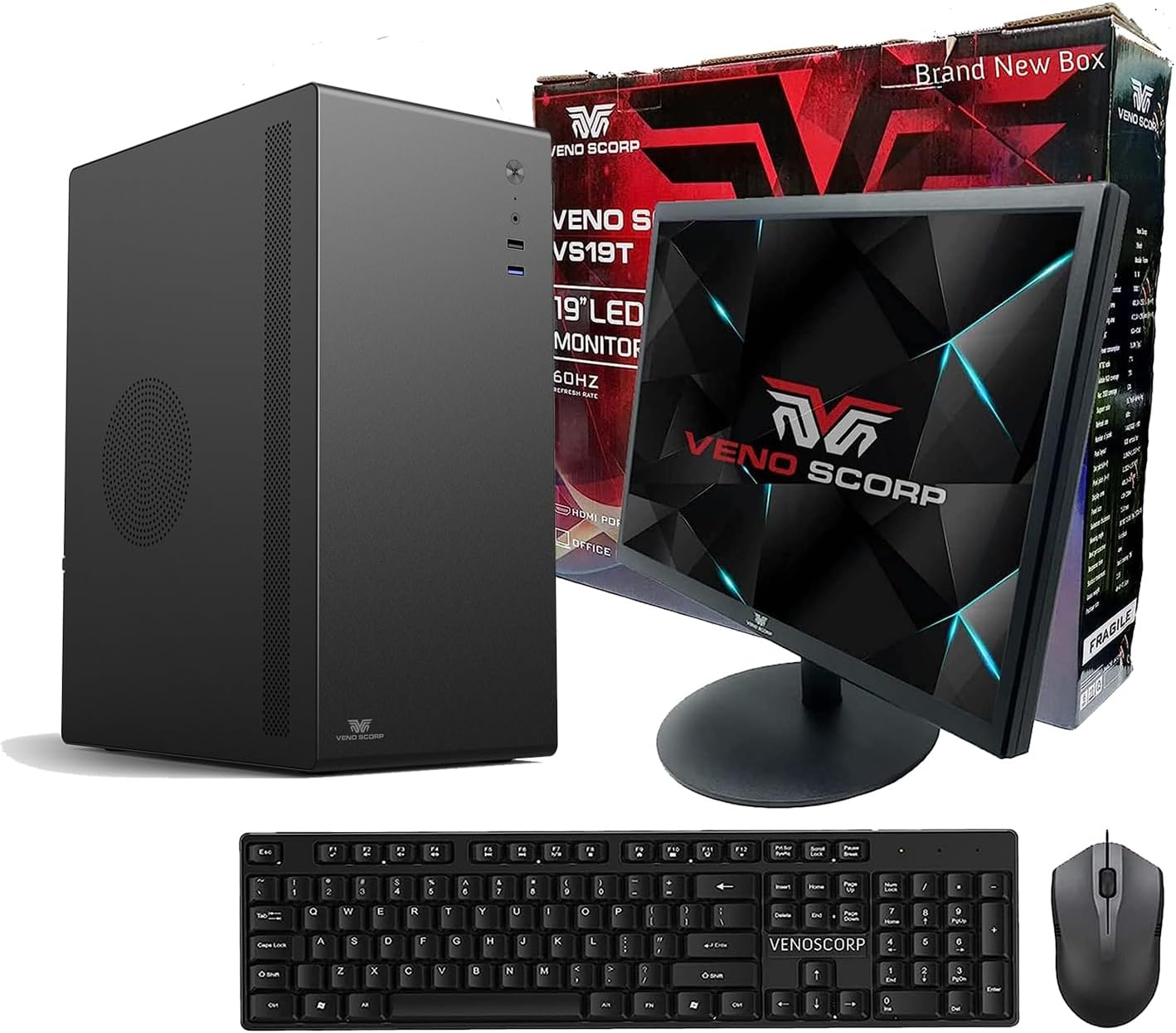 Veno Scorp desktop PC Computer Bundle Intel i7-2600 Quad Core 16GB RAM 240GB SSD + 1TB HDD WiFi Windows 11 Desktop PC 19″ Monitor with VenoScorp V200 Computer (Renewed)