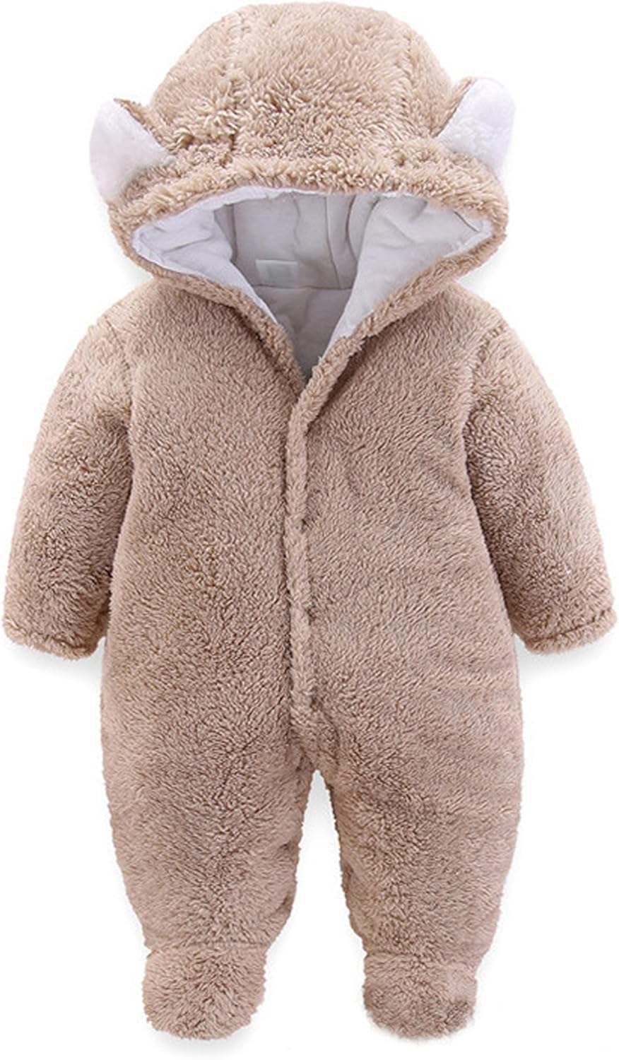 Warm Baby Winter Jumpsuit Fleece Romper Suits Cute Thick Bear Snowsuit for 0-12months