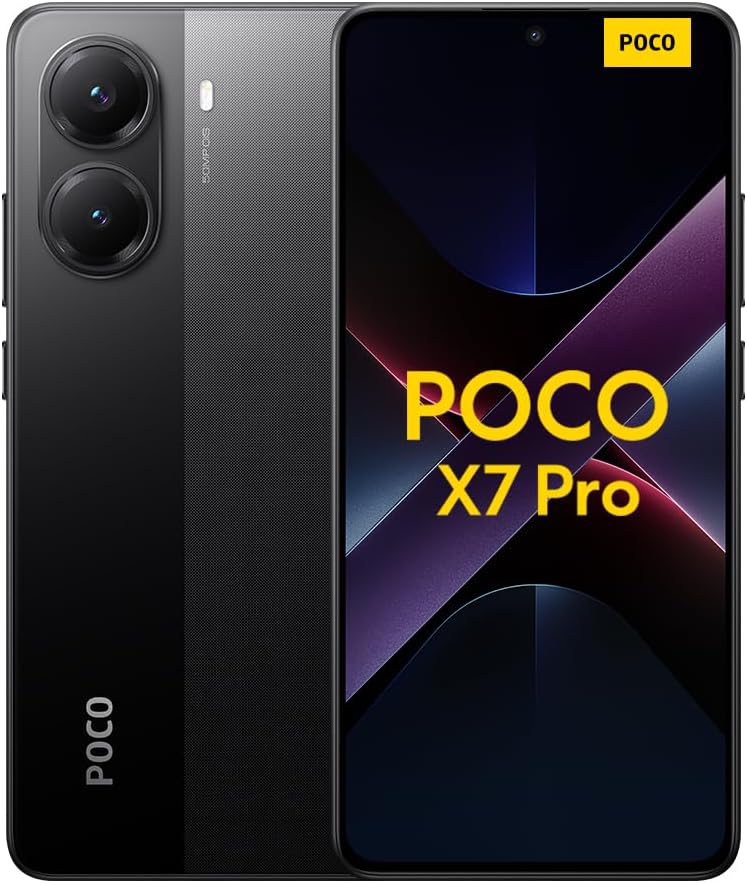 Xiaomi POCO X7 Pro smartphone, 12+512GB, black, 50MP main camera with OIS, 6000mAh (typ) battery with 90W HyperCharge, IP68, AI features (no charger included), 2 year Warranty