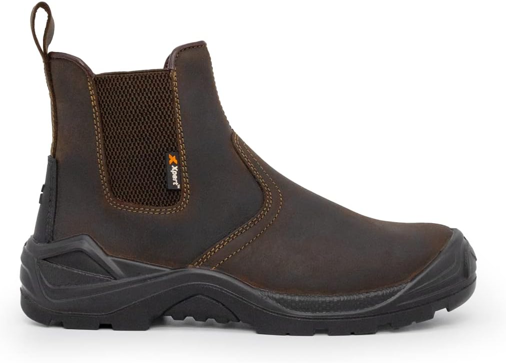Xpert – Defiant S3 Safety Dealer Boots. Pull On Chelsea Steel Toe Cap Shoes, Comfortable And Water Resistant Work Boots For Men With Midsole Design For Safety and Ankle Support