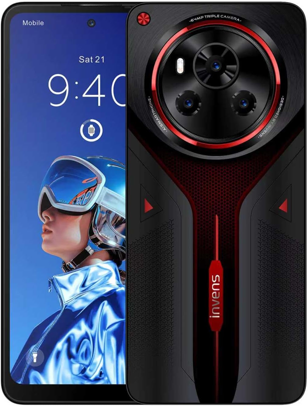 invens ULTRA 13P Mobile Phones, Android 15 Smartphone, 16GB+128GB/1TB, 64MP+16MP Camera,6.8″ Display&5000mAh,9.2mm Ultra-Slim,4G Dual Sim Unlocked Mobile Phone/Fingerprint/Face ID/GPS/BT5.0 Red