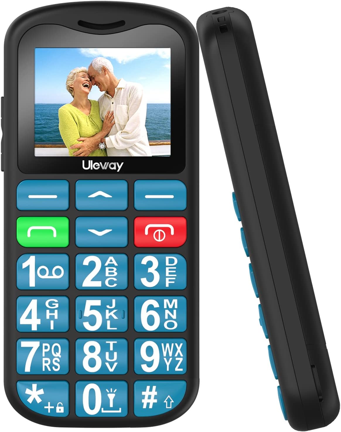uleway Big Button Mobile Phone for Elderly – Easy to Use Basic Device With SOS Emergency Button, Large Volume, Flashlight, FM Radio (Black)